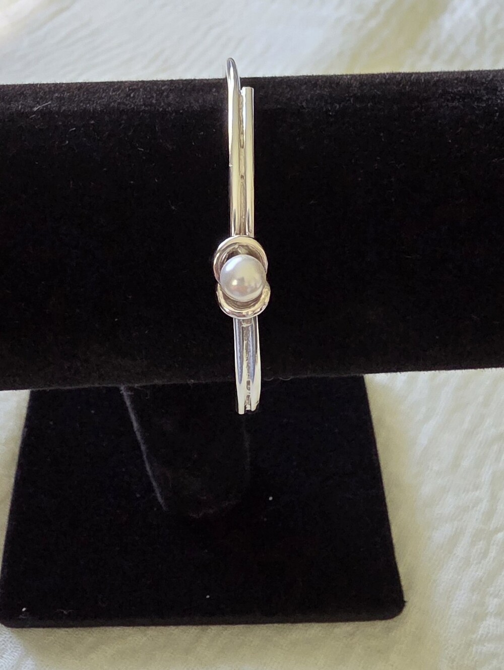 Taxco 925 Sterling Silver Pearl Knot Open Bangle Bracelet